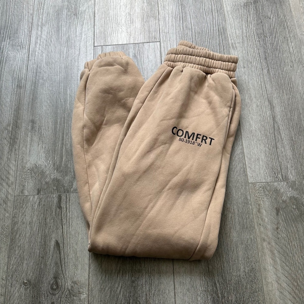 Comfrt Sweatpants Tan Beige Fleece Joggers Men's S 80.1918°W